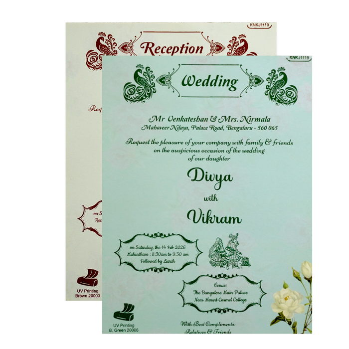 Pastel Green Floral Invitation Card-KNKJ1119