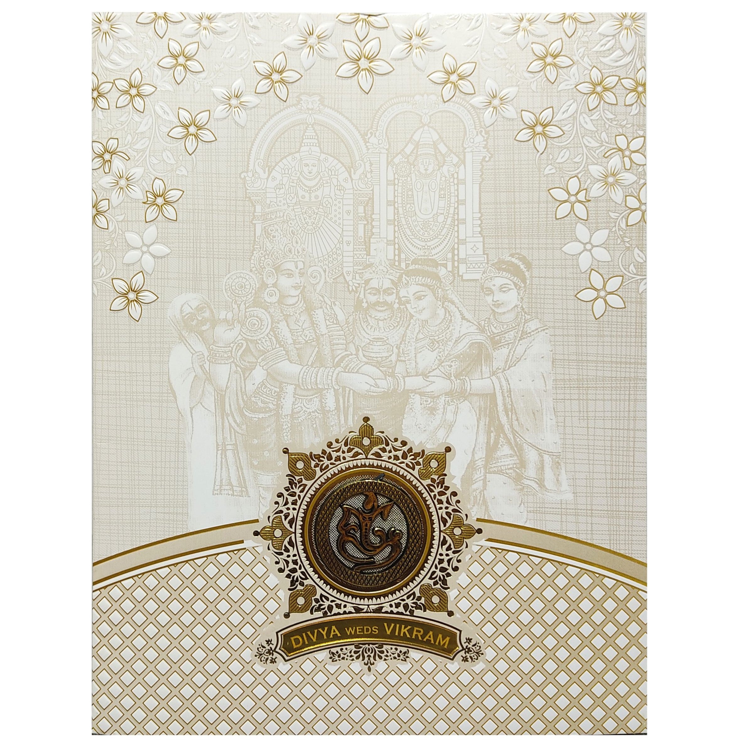 White Balaji Padmavathi Invitation Card-KNJS2063