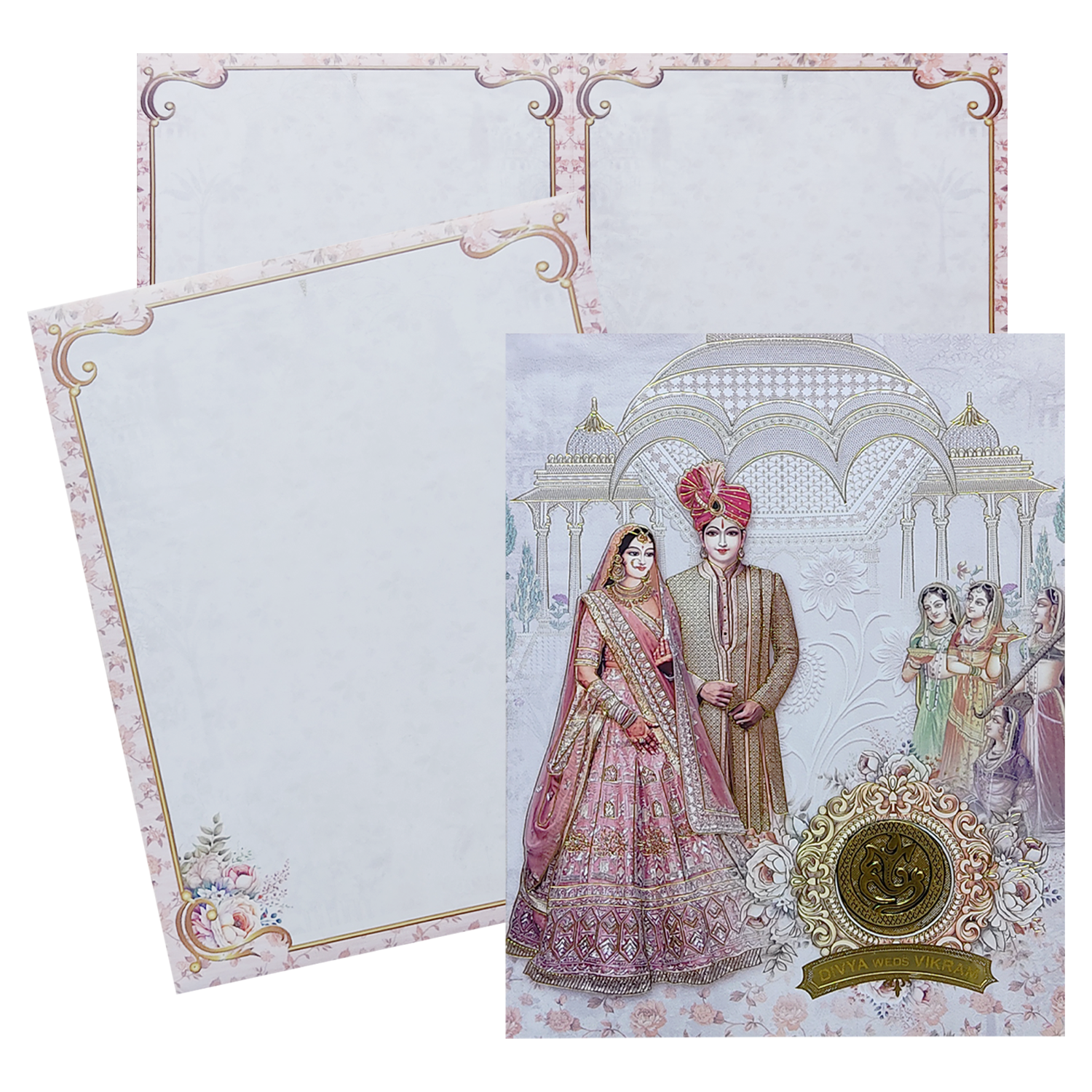 Pink Royal Bride Groom Wedding Card-KNKJ1135