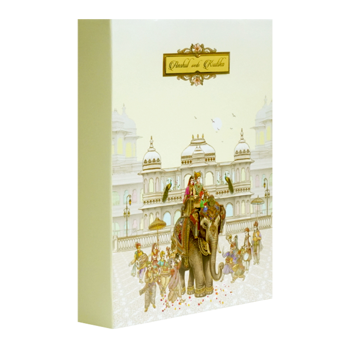 Cream Yellow Royal Wedding Box Card-KAC05910