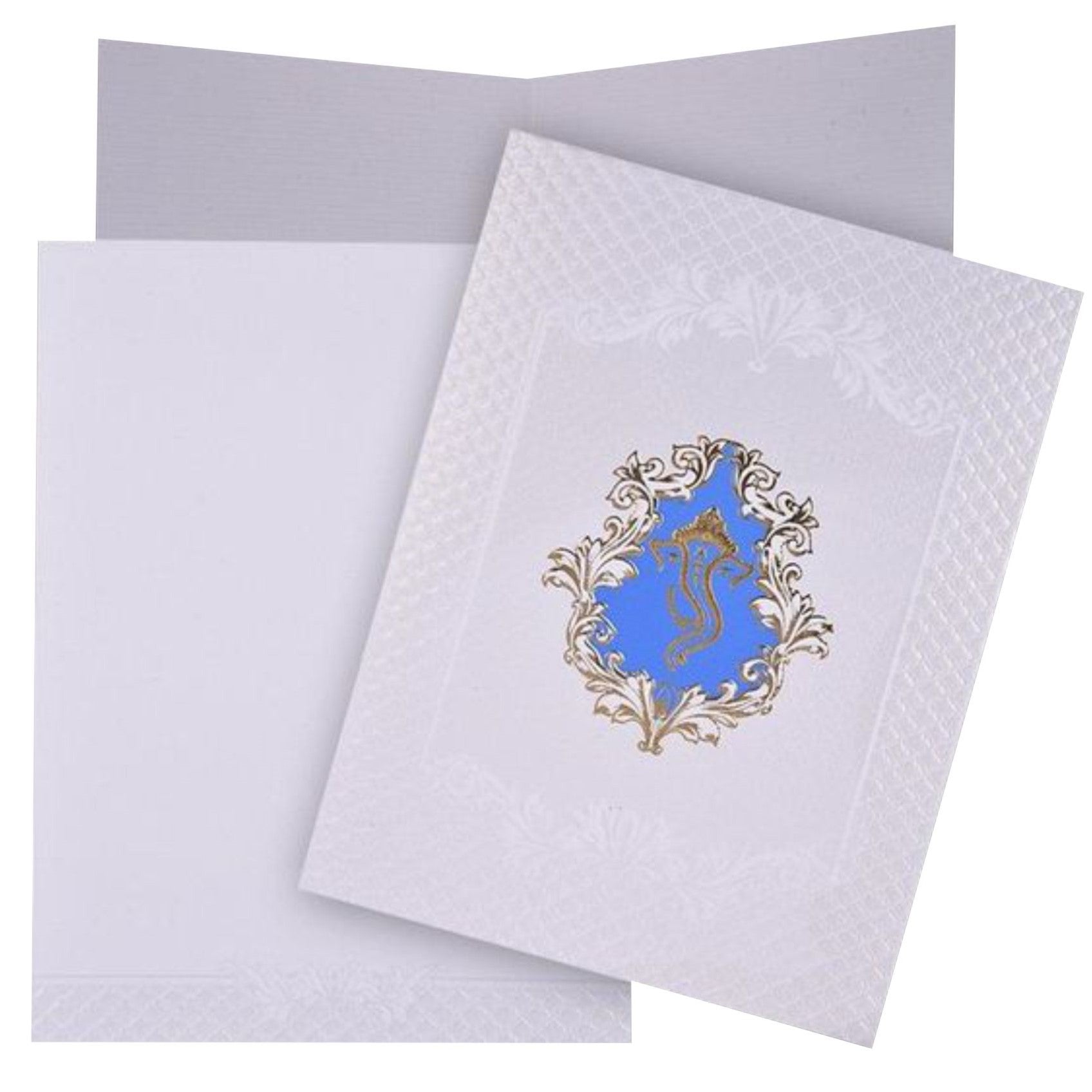 Elegant and attractiveWhite ganesha blue shadeinvitation card! Buy now! ? Customer Support ? Home Delivery