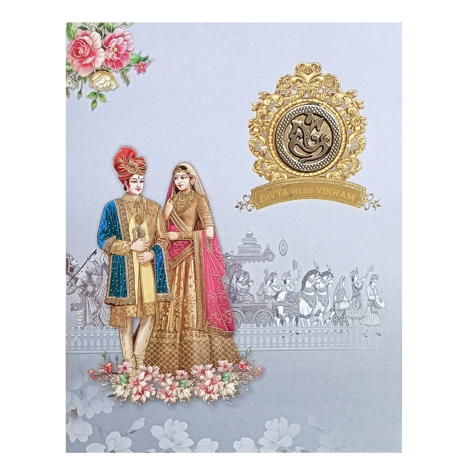 Light Gray Bride And Groom Invitation Card-KNKJ1137
