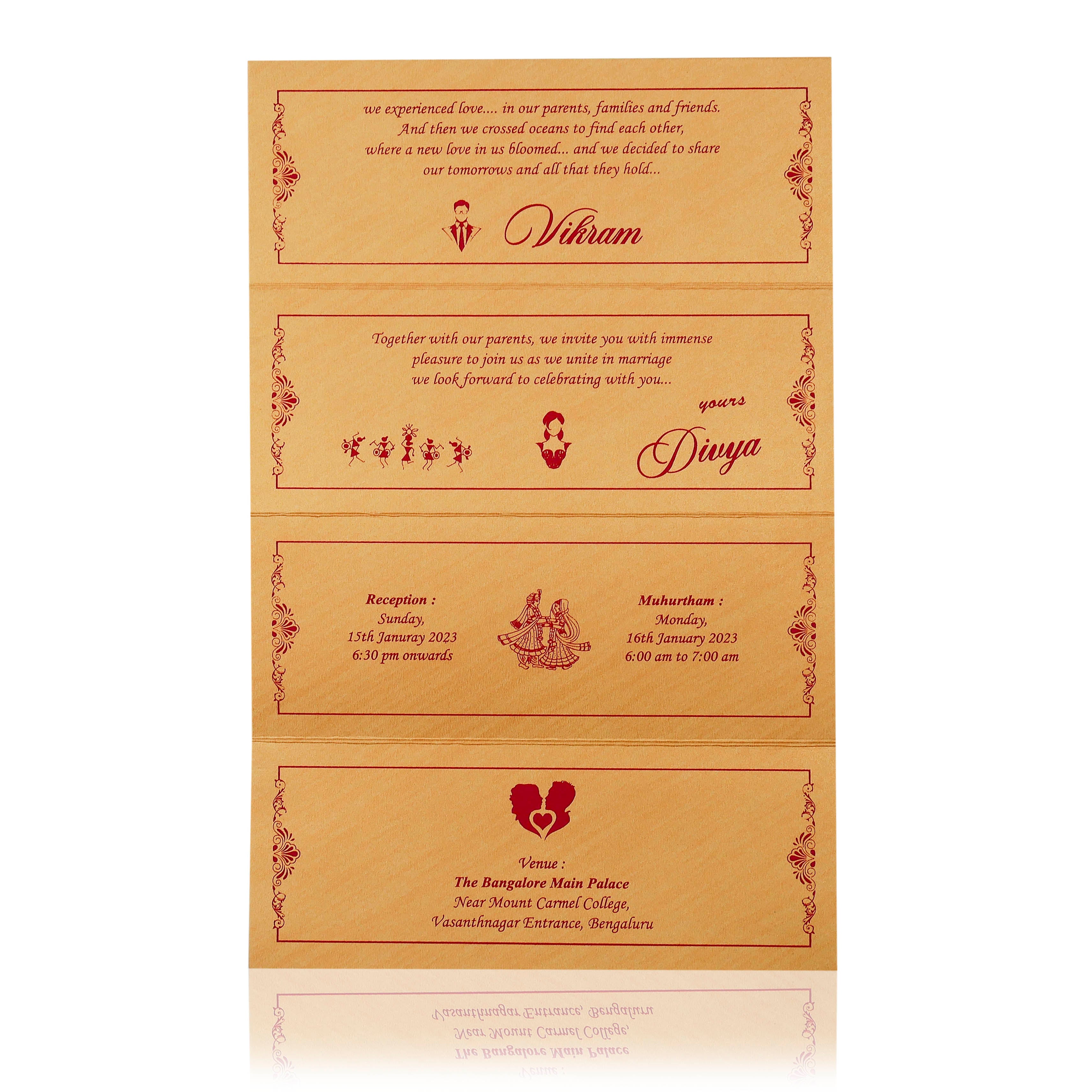 Gold Three Fold Invitation Card-KNK3080G