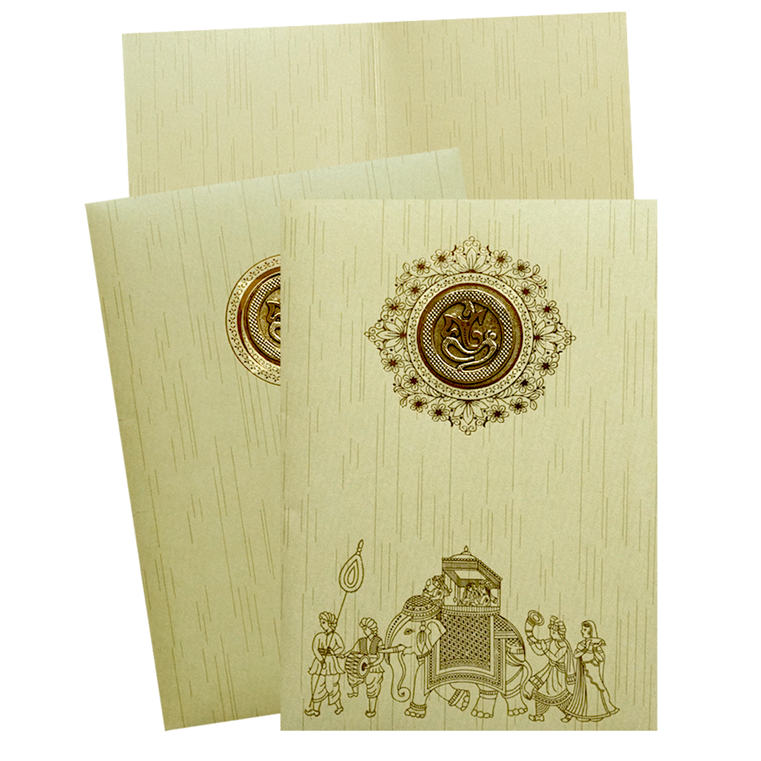 Pista Green Shiny Ganesha Wedding Card-KNKR039G