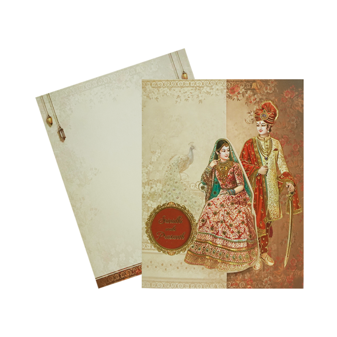Brown Bride And Groom Wedding Card-KAC05070