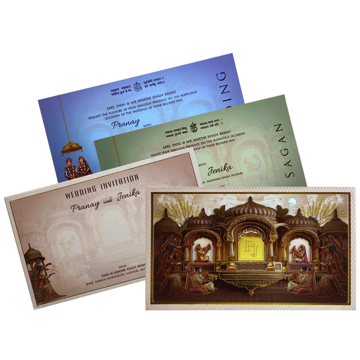 Light Cream Royal Padded Wedding Card-King of Cards