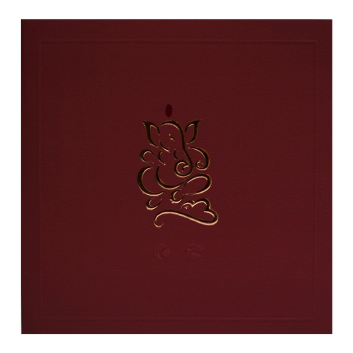 Maroon Ganesha Wedding Invitation-King of Cards