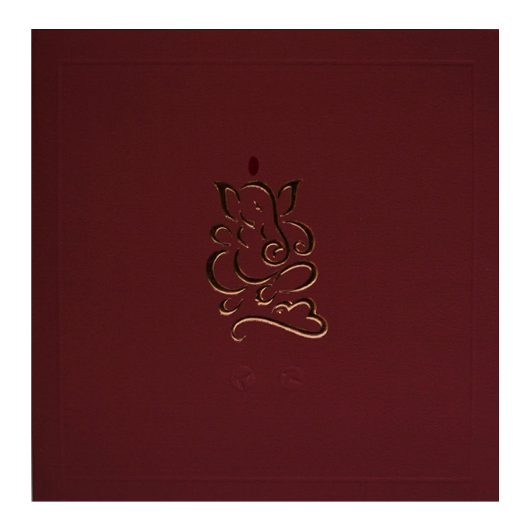 Maroon Ganesha Wedding Invitation-KRC30422