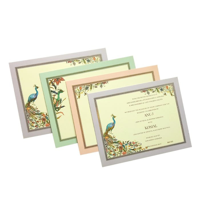 White Peacock Wedding Card Design-King of Cards