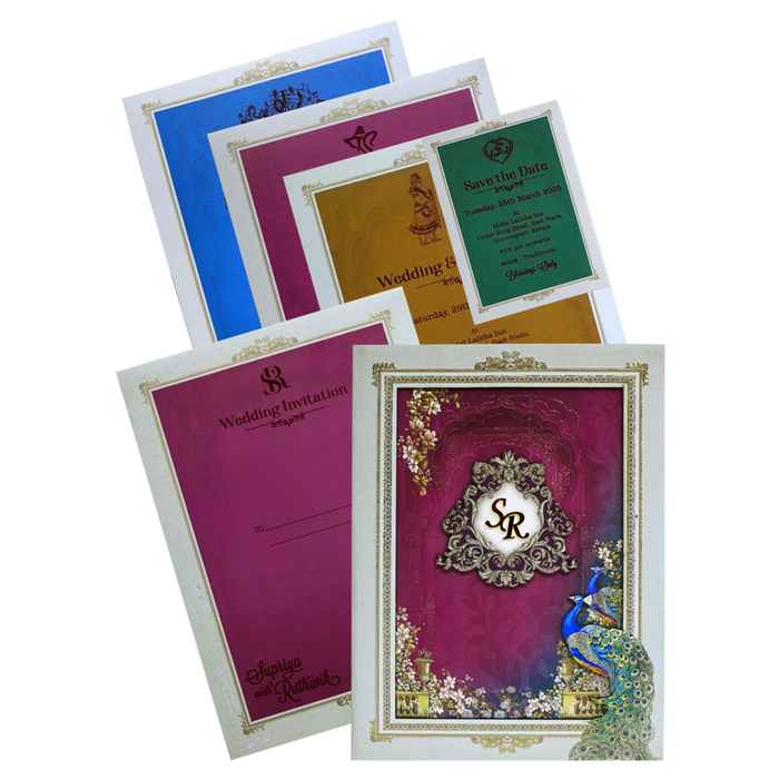 Grey Pink Padded Invitation-King of Cards