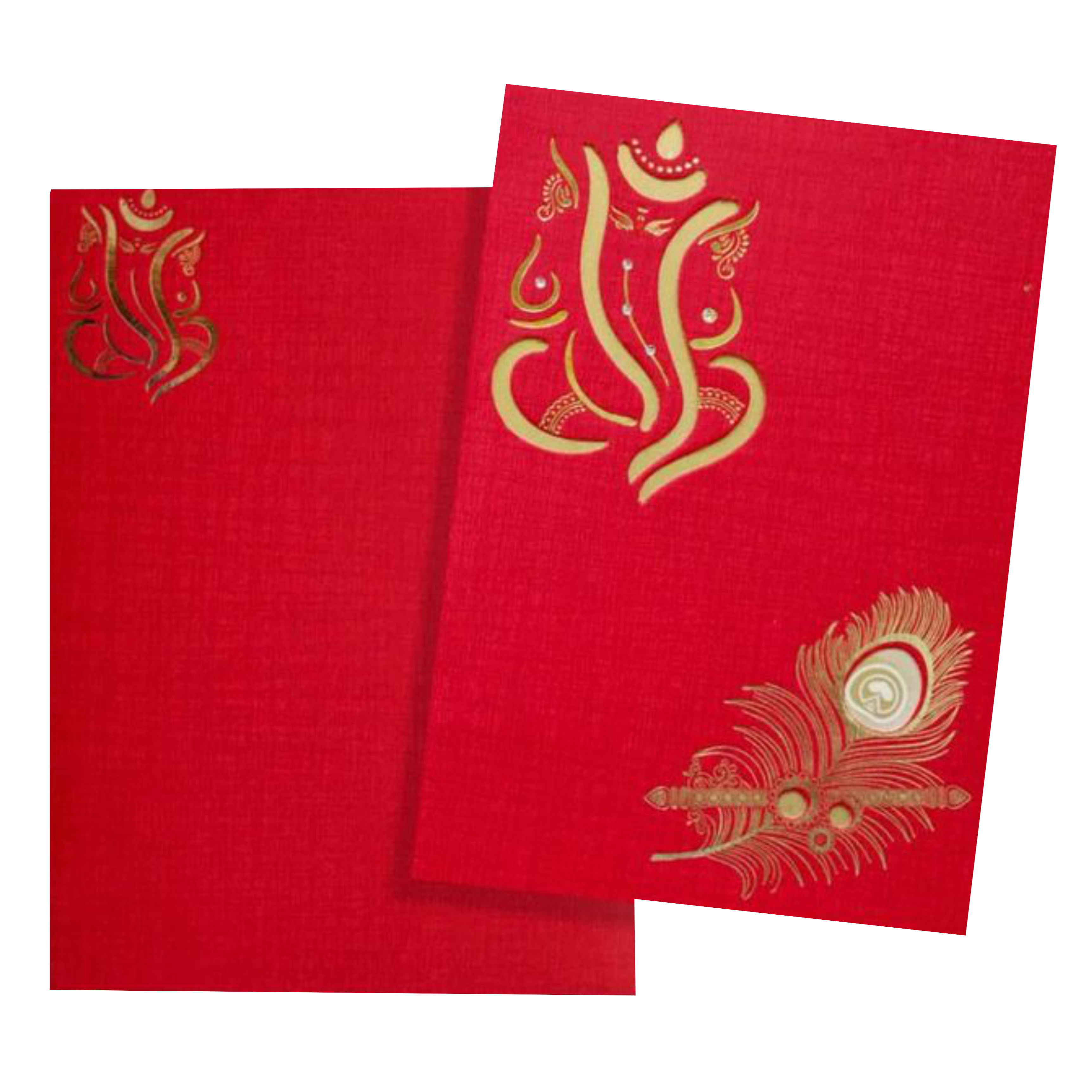 Royal Blue Shading With Cut Ganesha Wedding Card - KNCM101R