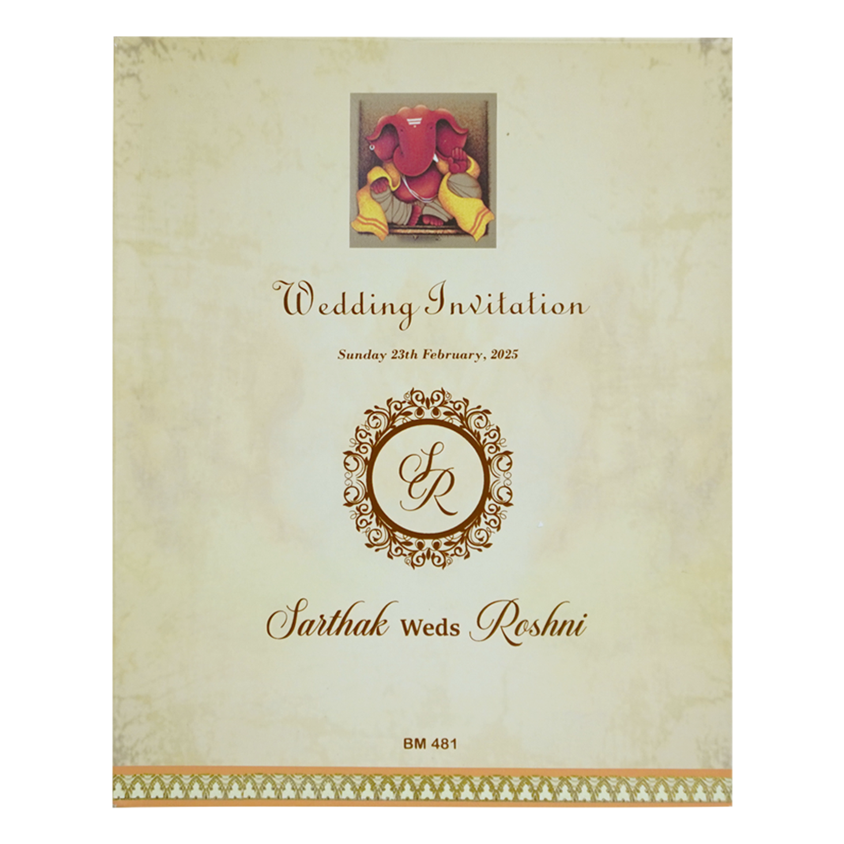 Beige Premium Padded Wedding Card-KBM04810