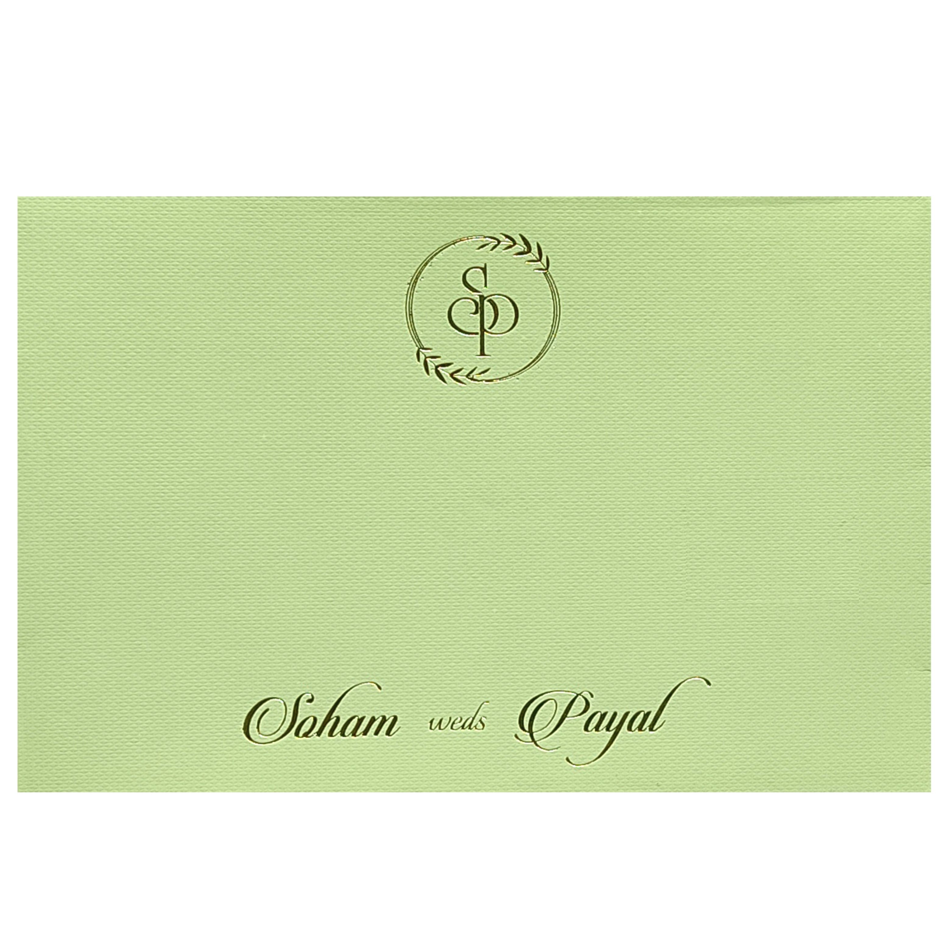 Green Floral Tracing Sheet Invitation Card-KRC29660