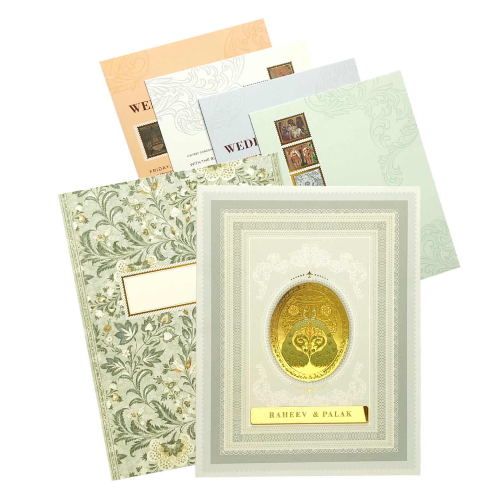 Light Green Floral Marriage Card-KBM04500