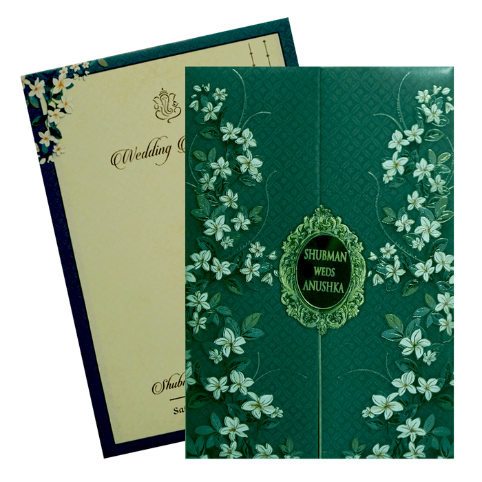 Green Padded Wedding Invitation Card-King of Cards