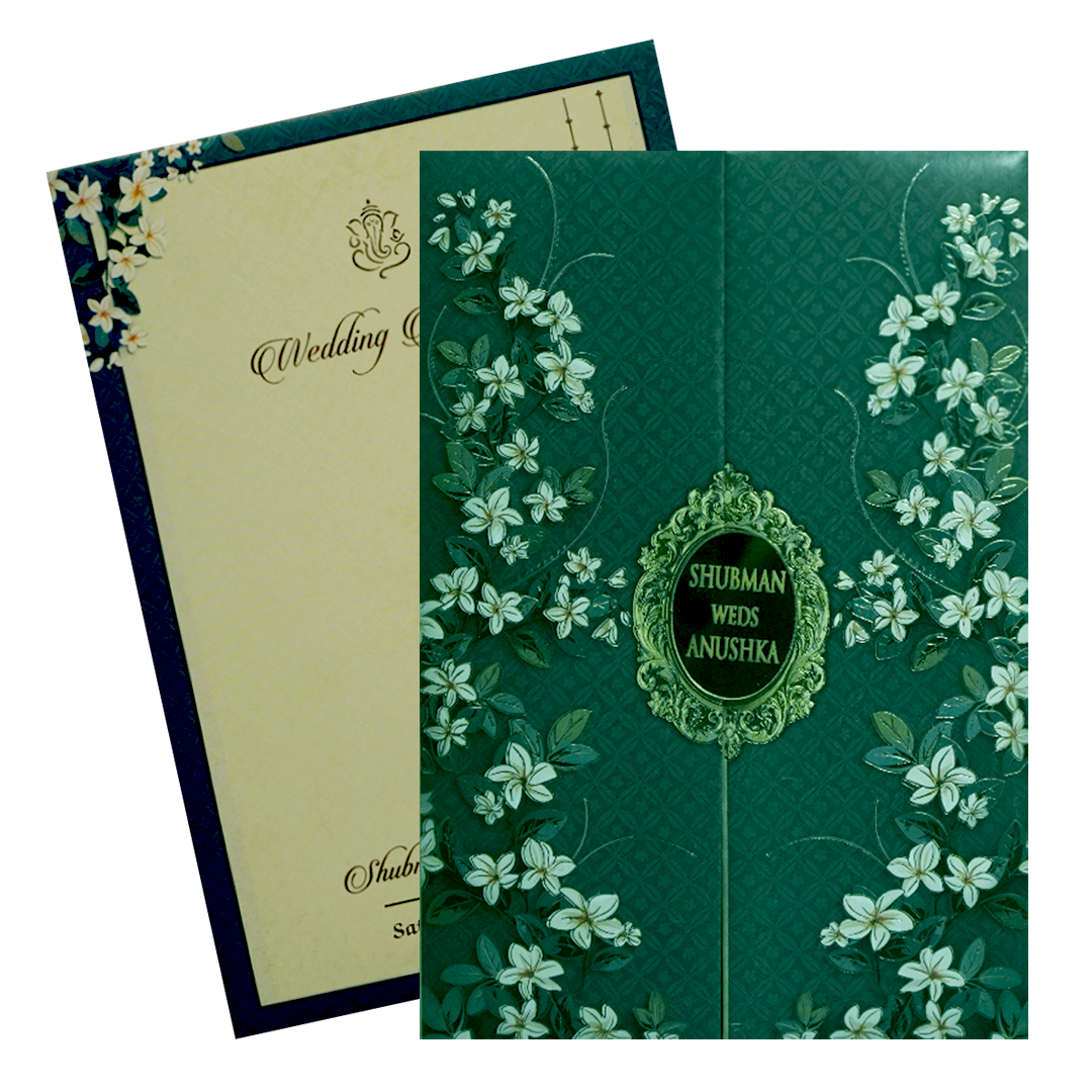 Green Padded Wedding Invitation Card-KRB8270