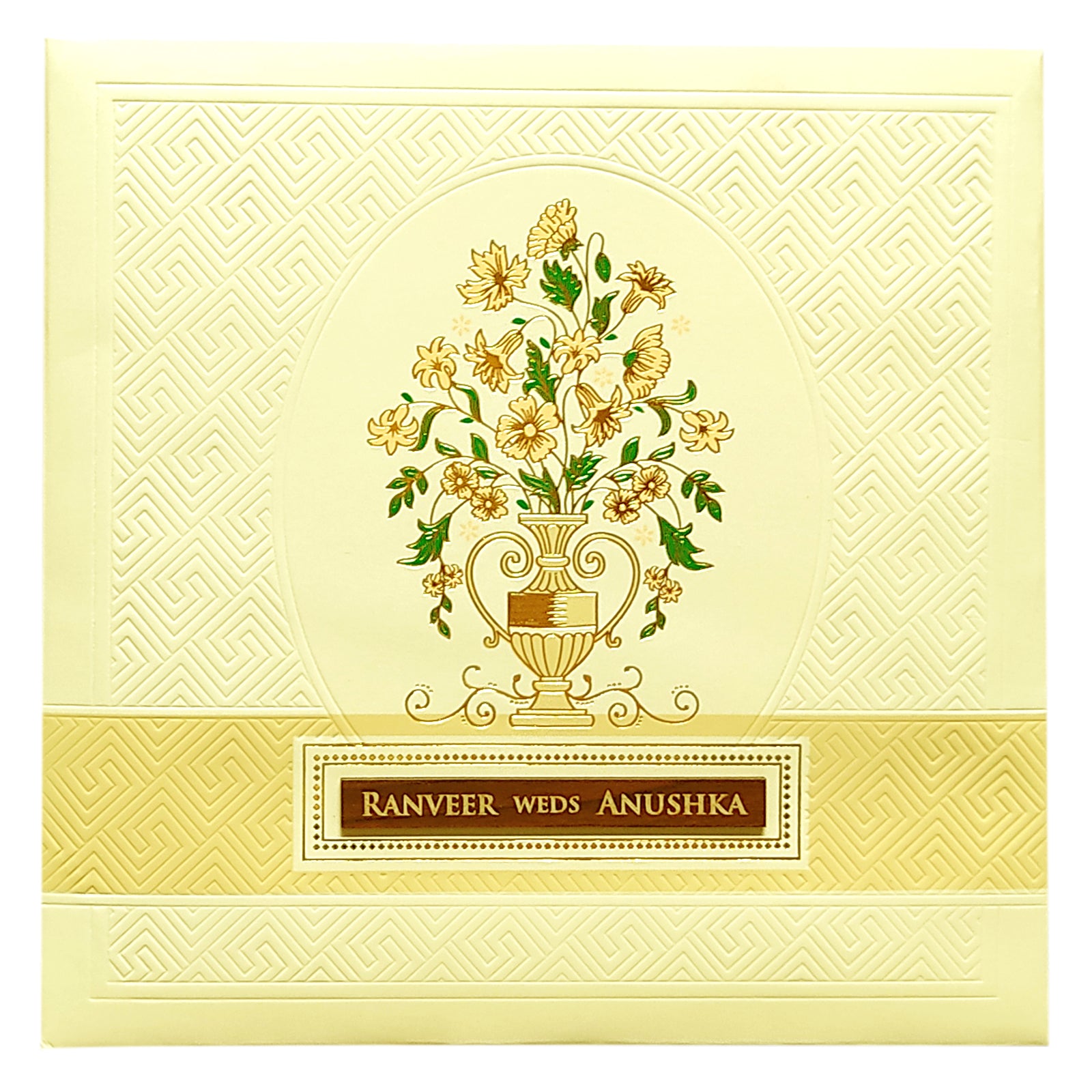 Cream Nameplate Floral Invitation Card-KRC29770