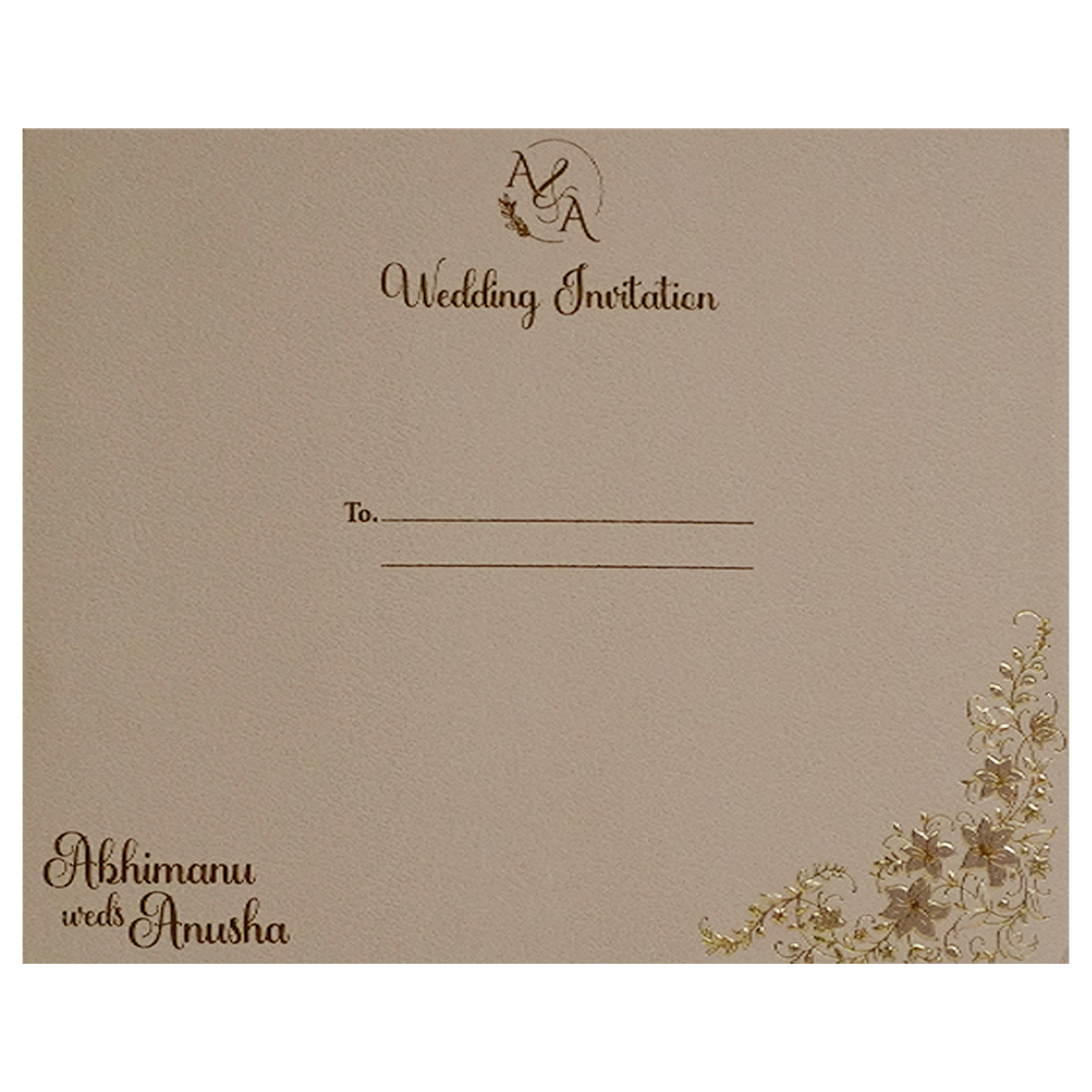 Cream Pink Floral Wedding Card-KSI12110