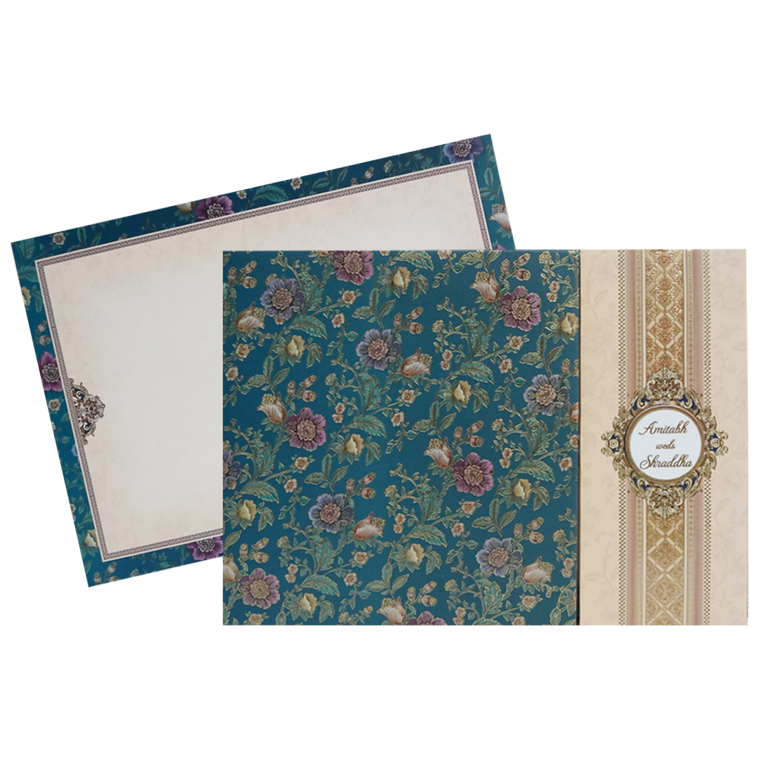 Dark Green Door Type Box Wedding Card-KAC05110