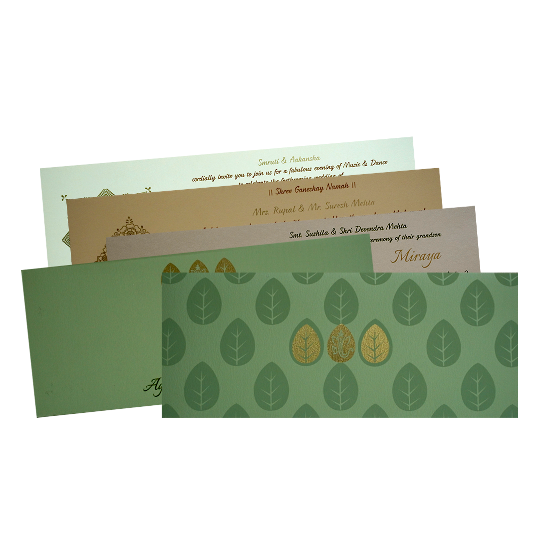 Pista Green Ganesha Wedding Card-KRC30352