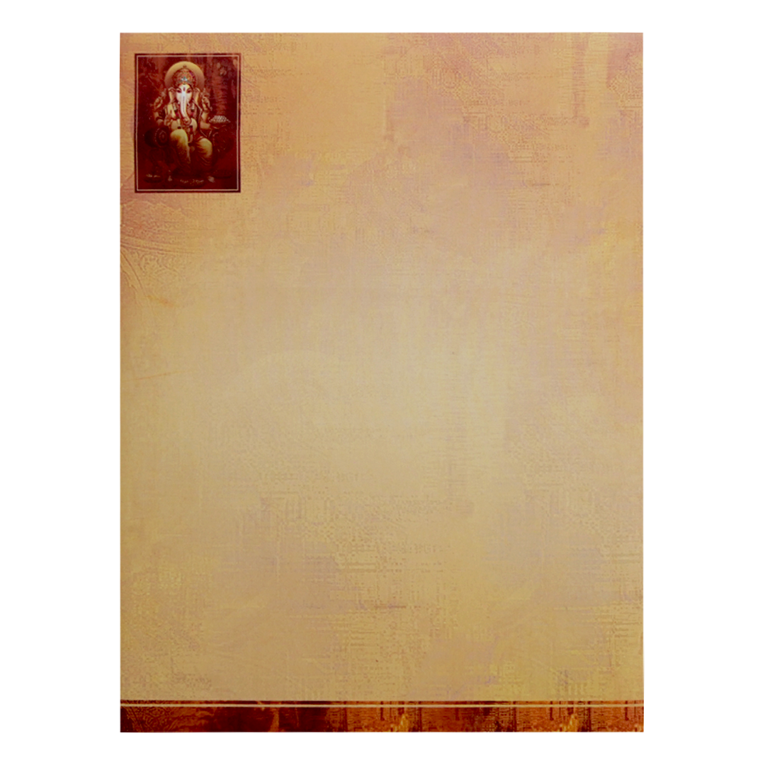 Brown Classic Ganesha With Balaji And Padmavathi Hindu Wedding Card-KNKC4029