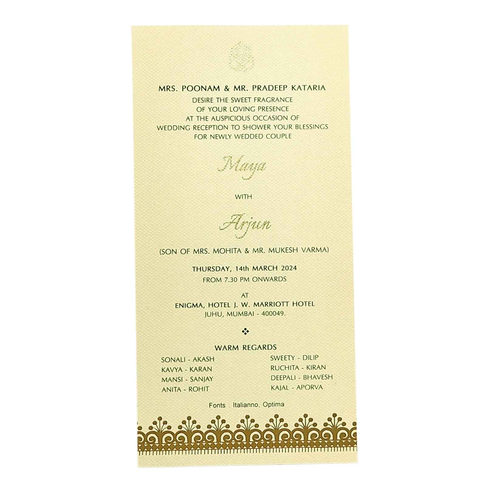 White Foil Design Single Invitation Card-King of Cards