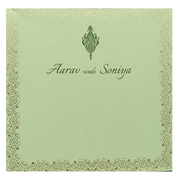 Green Floral Nameplate Padded Invitation Card-King of Cards