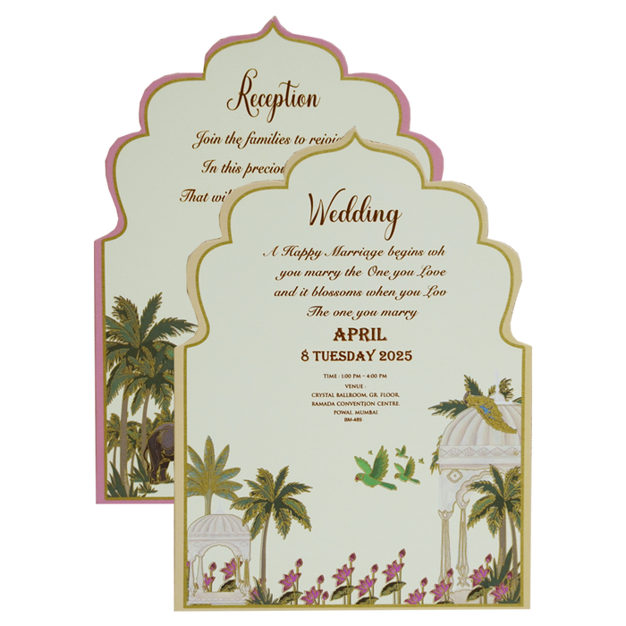 Cream Pattern Design Wedding Invitation-King of Cards