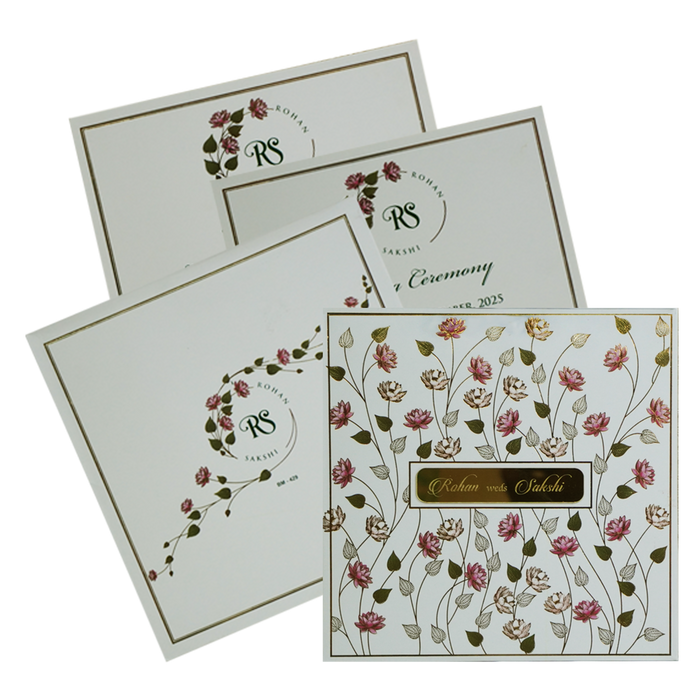 White Lotus Printed Padded Marriage Card-King of Cards