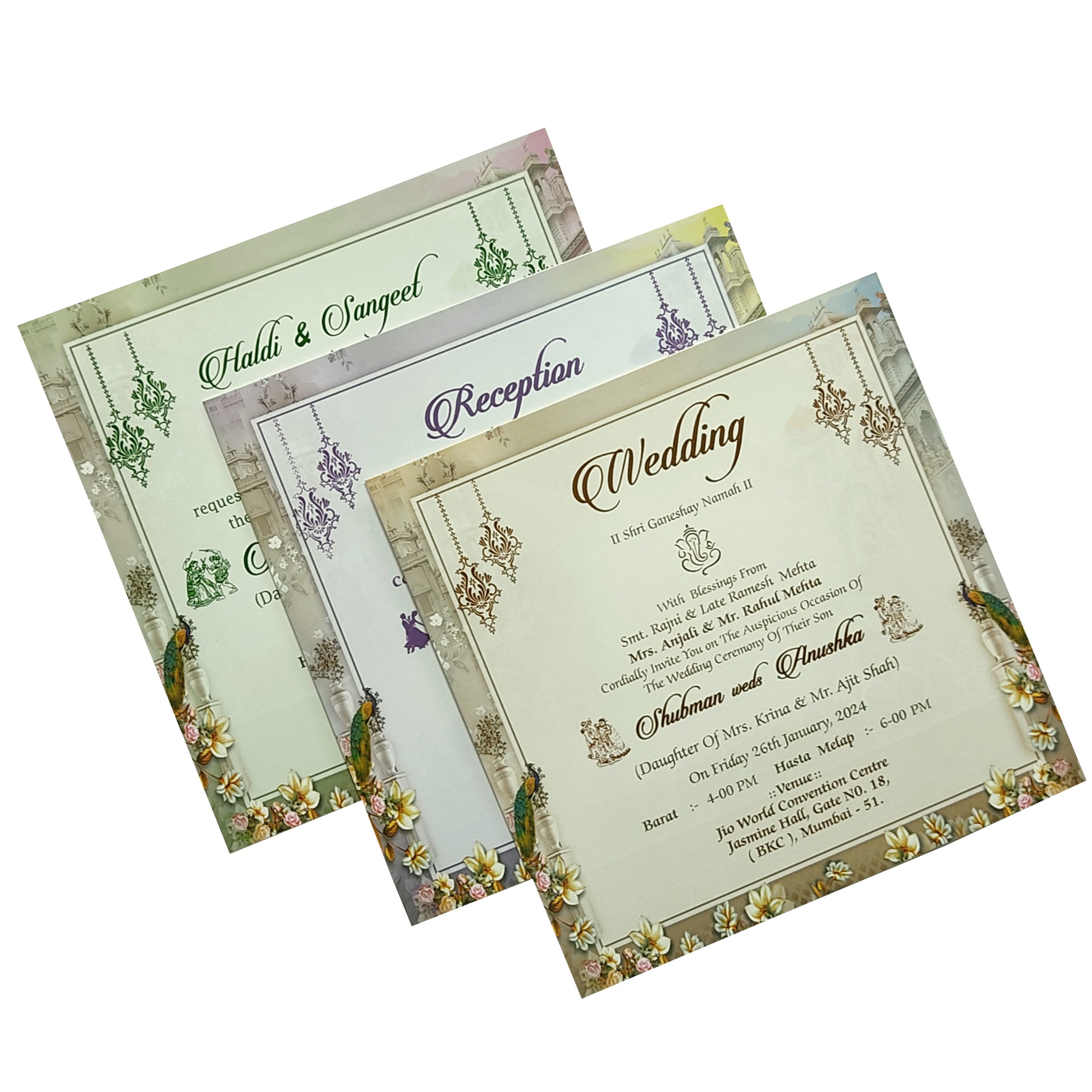 Grey Traditional Padded Wedding Card-King of Cards
