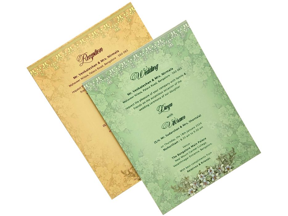 Lavender Floral Designer Padded Invitation Card-KNPO03AP-King of Cards