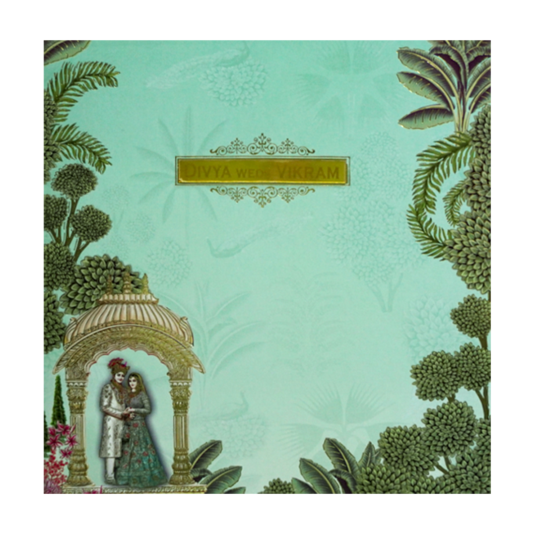 Green Traditional Nameplate Invitation Card-KNSN6705G