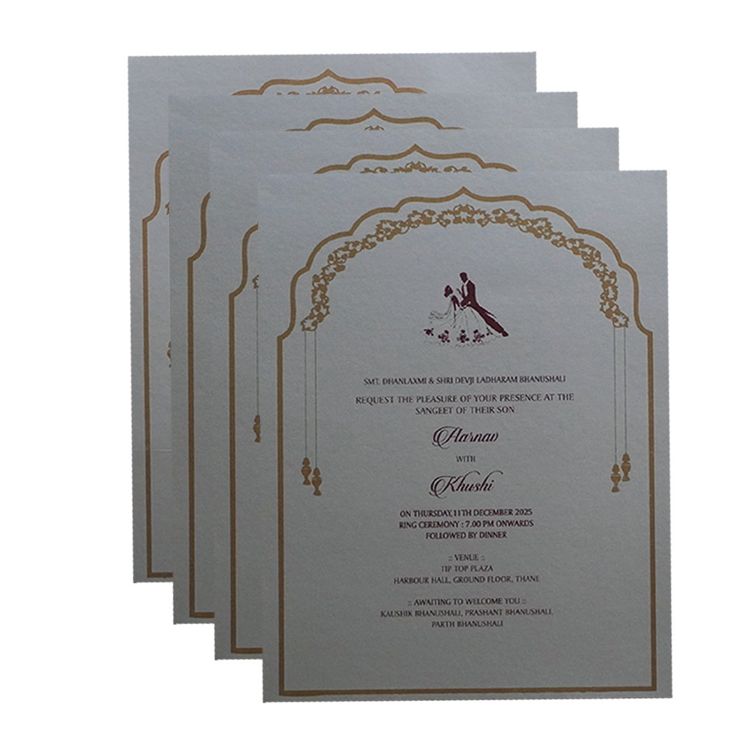 Grey Embossed Floral Wedding Card-KPR09350