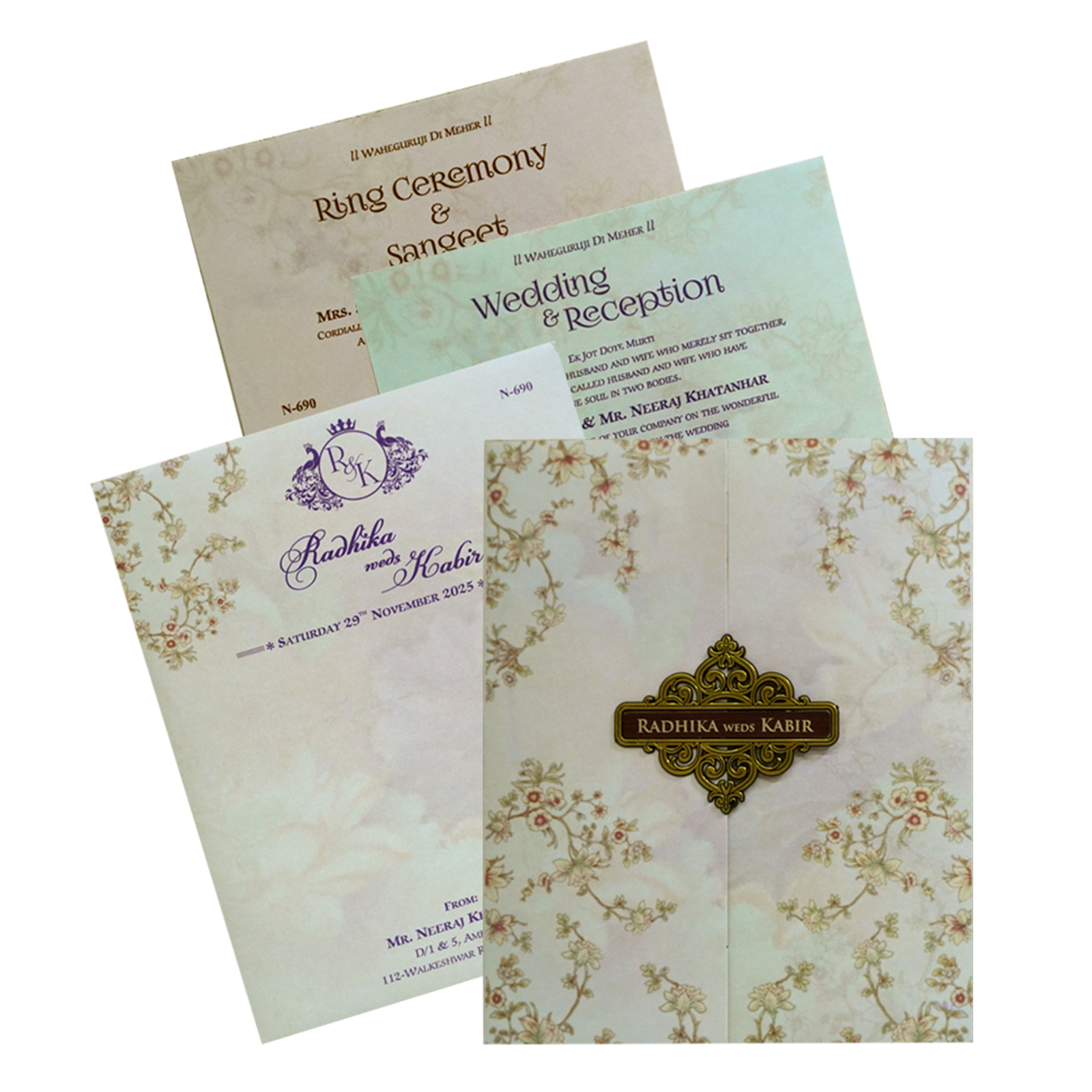 Soft Green Floral Invitation-KVN06900