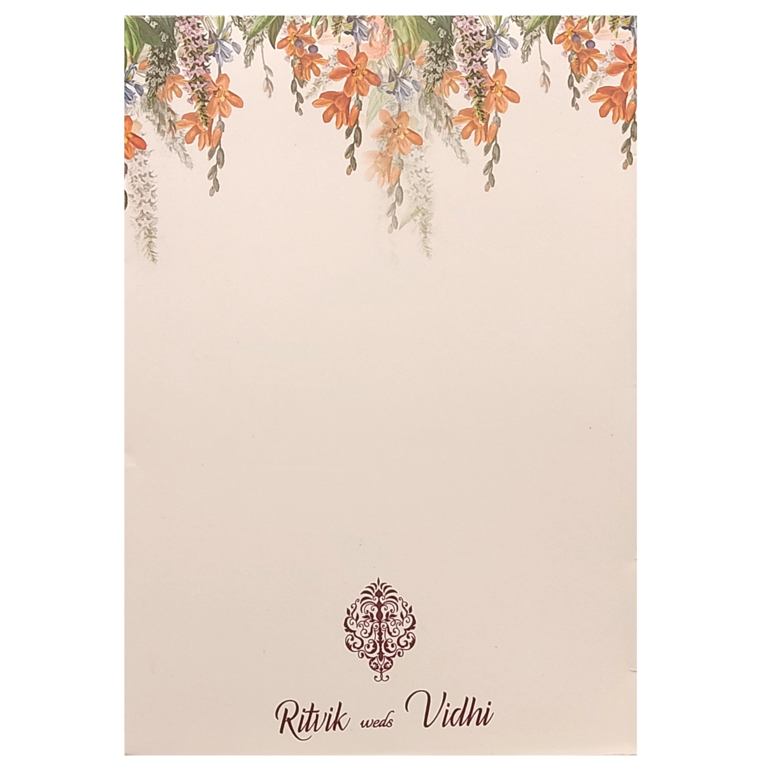 Pink Ganesha Floral Invitation Card-KRC29800