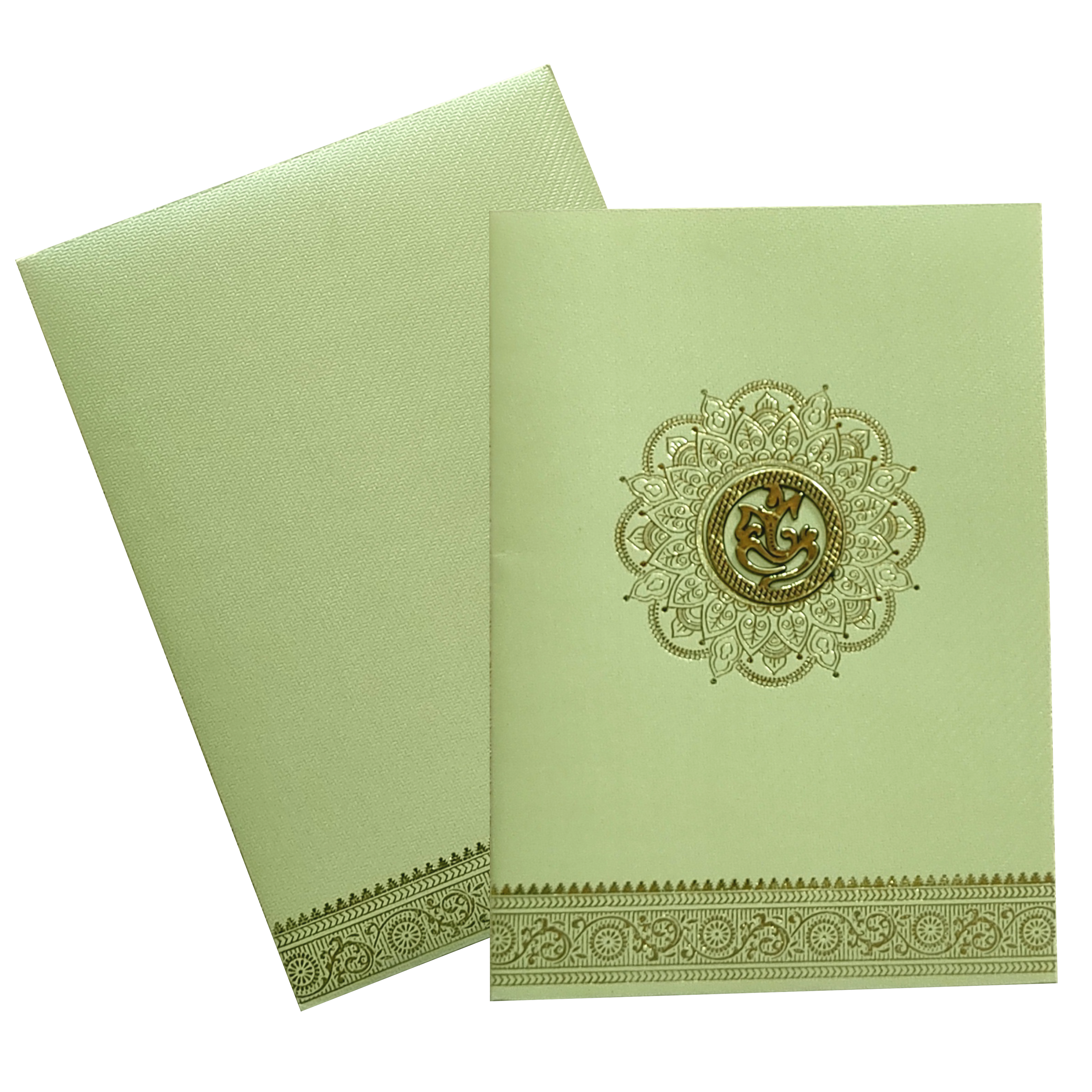 Green Traditional Indian Wedding Card-KNKTGN026