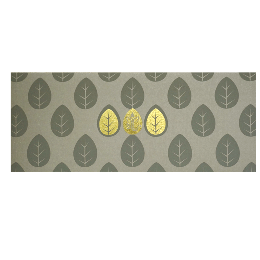 Grey Ganesha Wedding Card Design-KRC30351