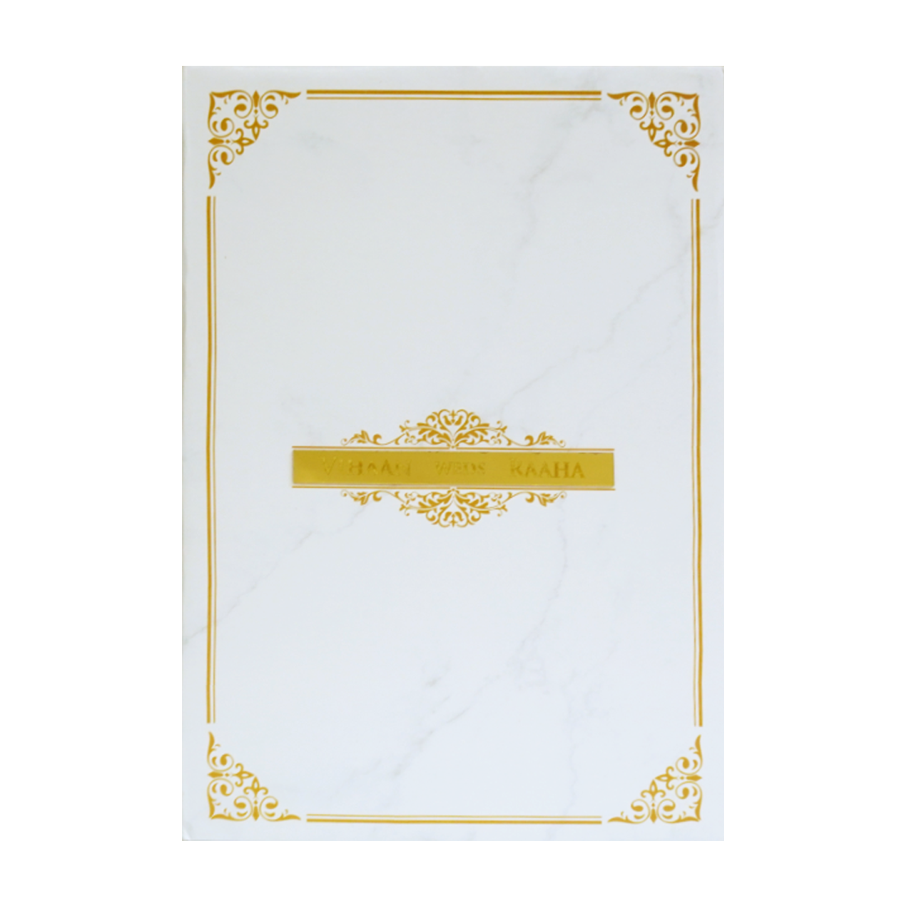 White Nameplate Padded Invitation Card-KRC30620