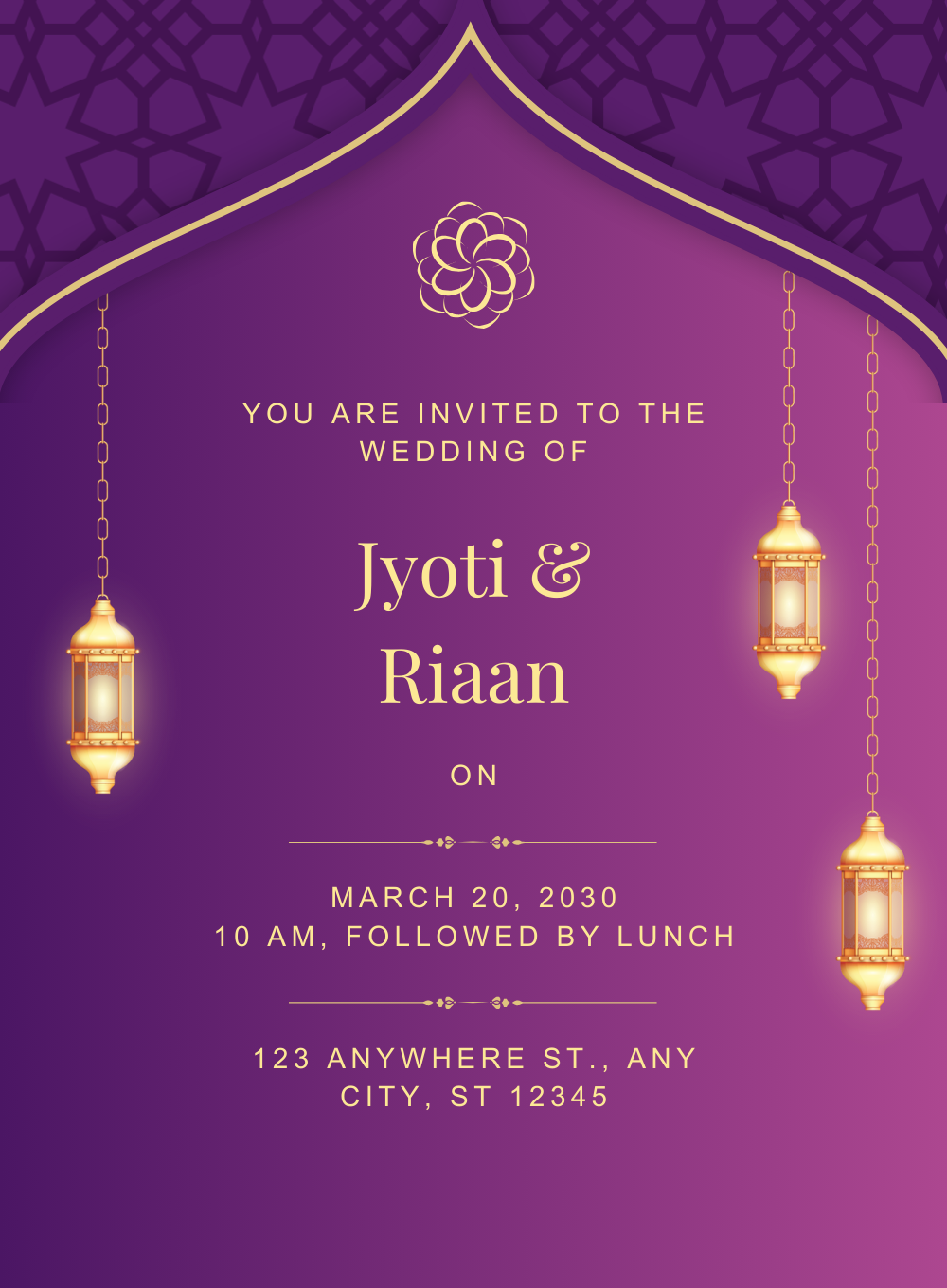 Purple and Gold Traditional Indian Wedding Invitation-EINK0043