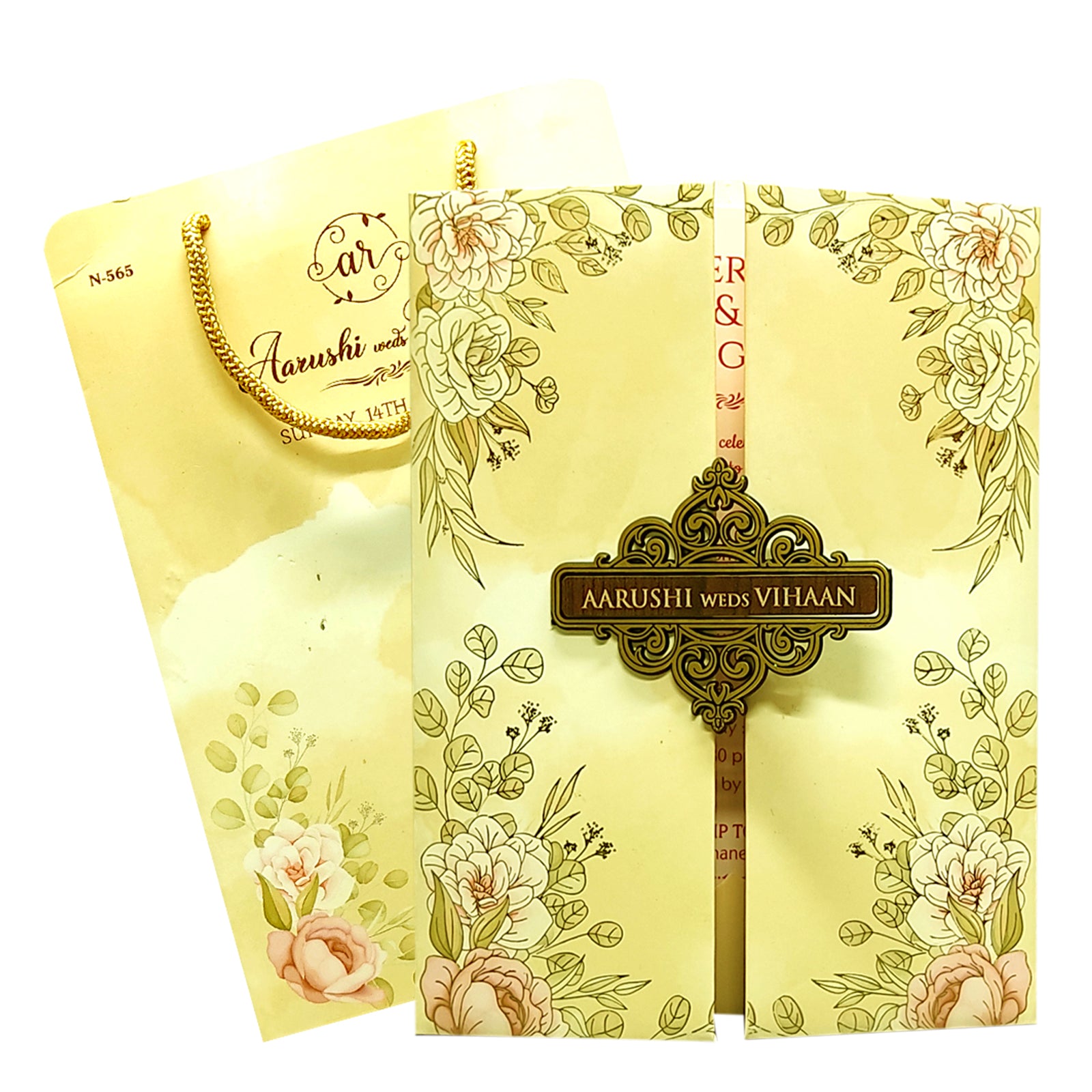 Cream Beige Floral Wedding Card-King of Cards
