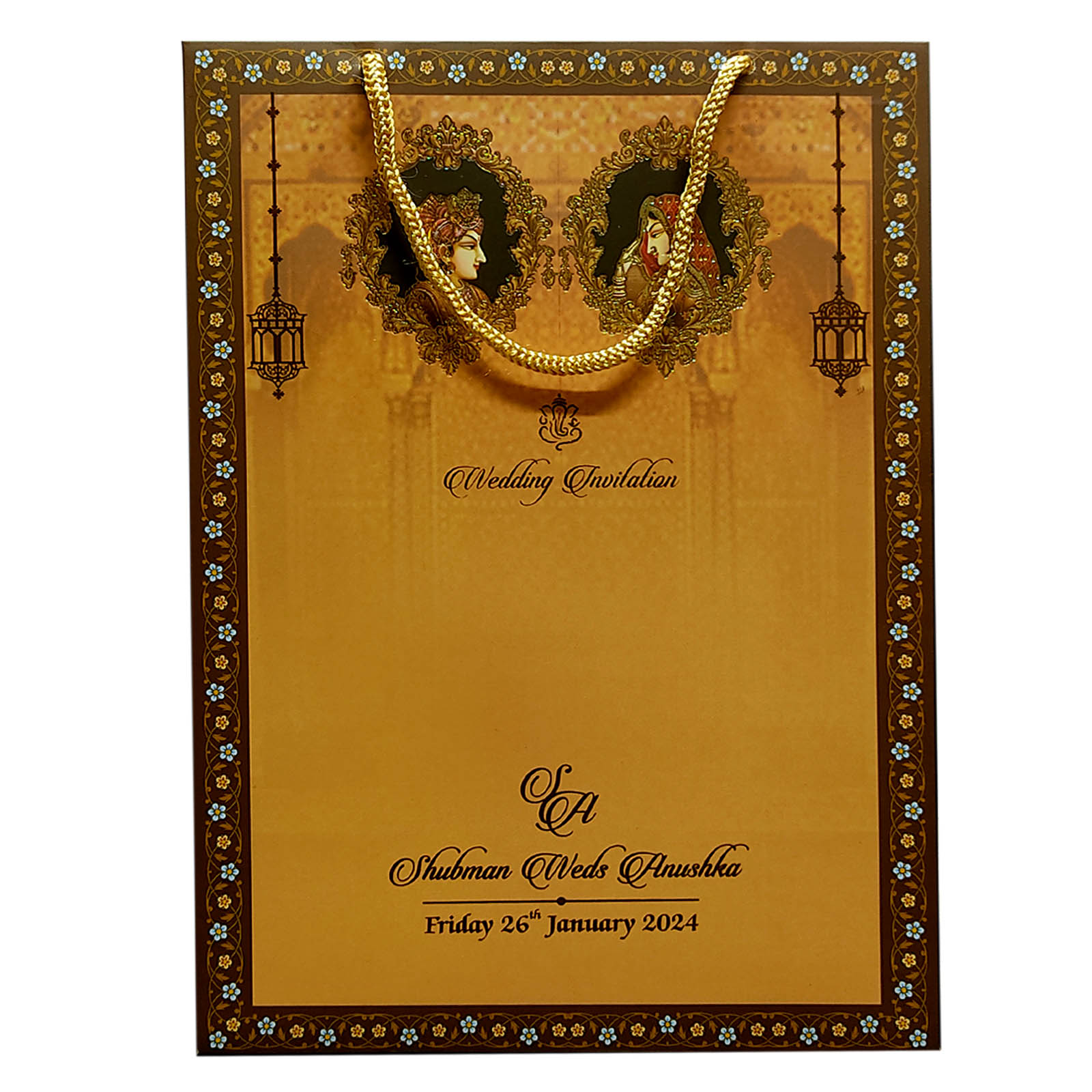 Brown Traditional Padded Wedding Invitation-Krb07520