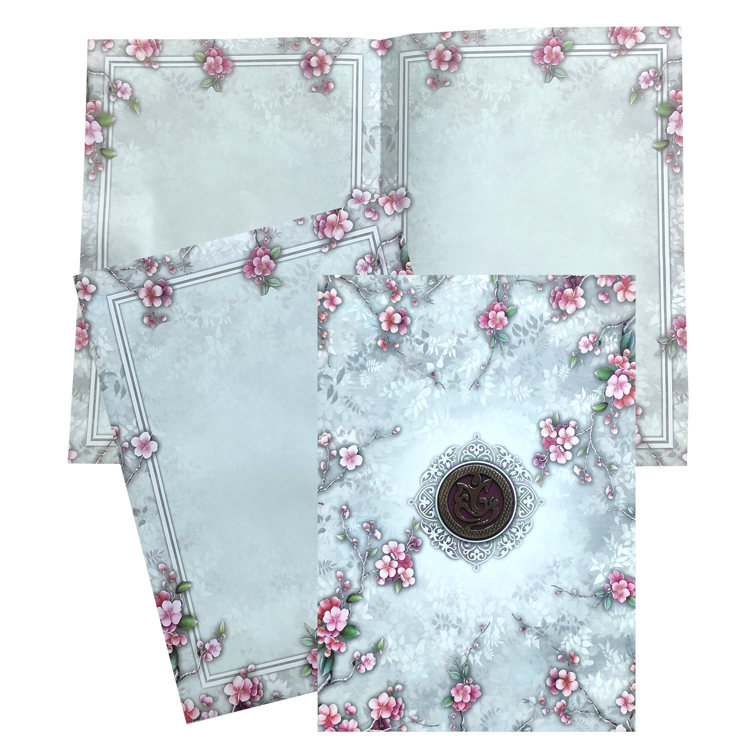 Light Blue Floral Ganesha Invitation Card-KNEP1604