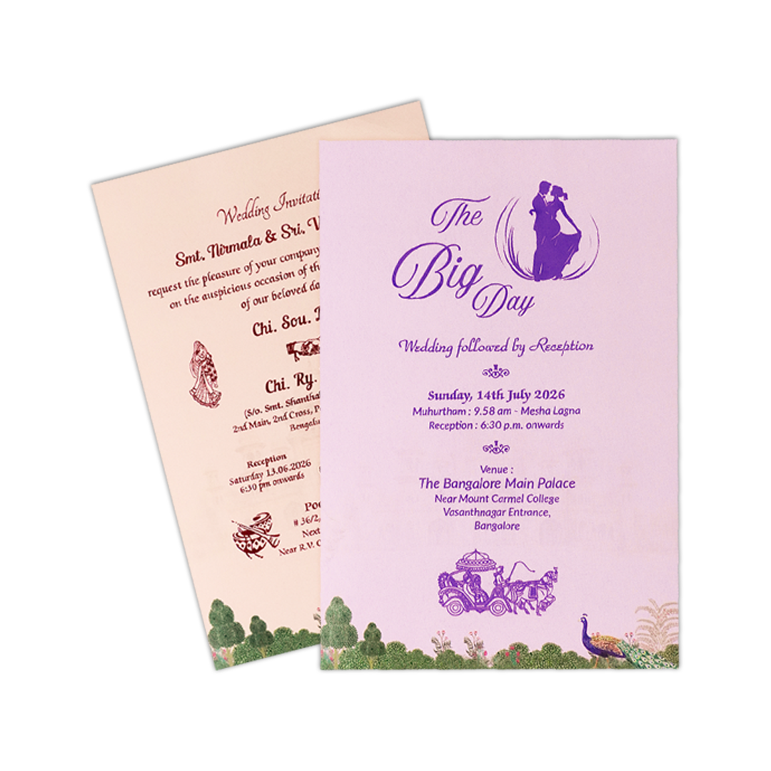 Cream Palace Peacock Wedding Card-KNKY2601