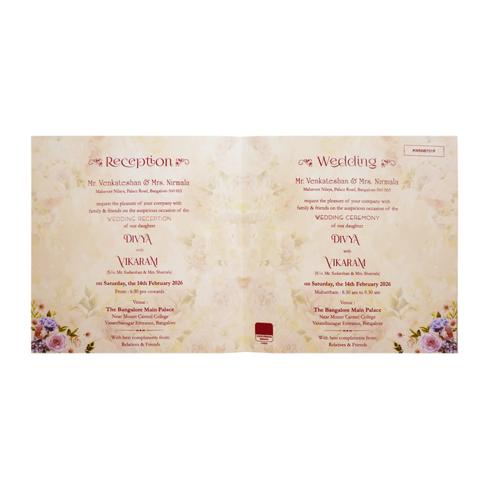 Pastel Pink Floral Sonnet Offset Print Design With Name Plate-KNSN6701P-King of Cards