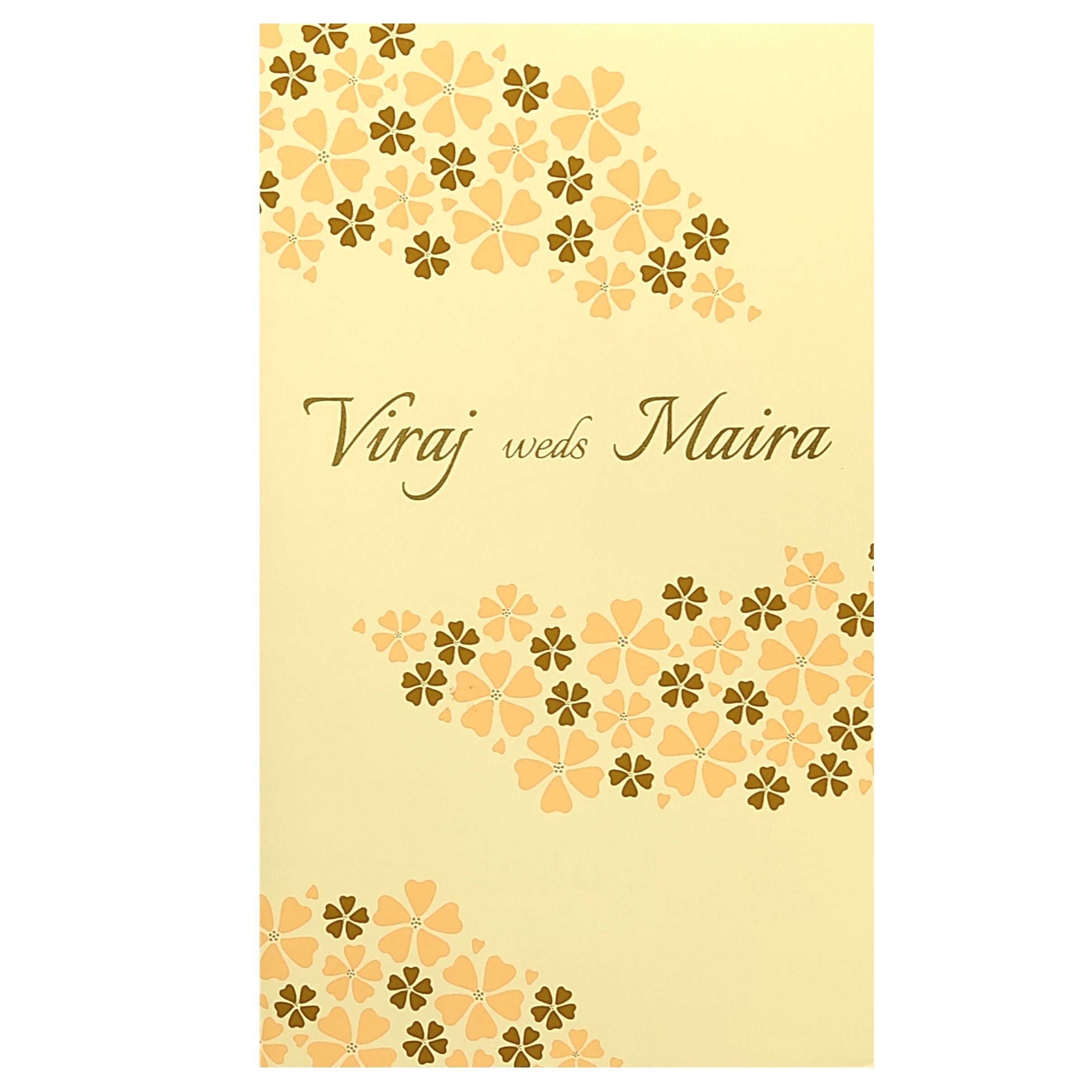 Cream Floral Single Sheet Invitation Card-KRC29871