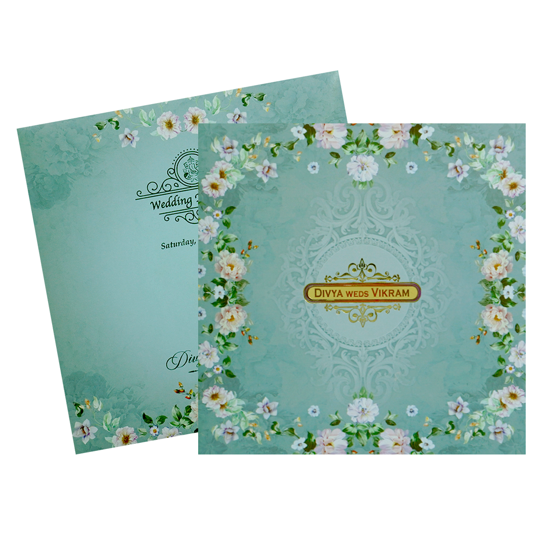 Berry Blue Floral Offset With Name Plate-KNKBY5407