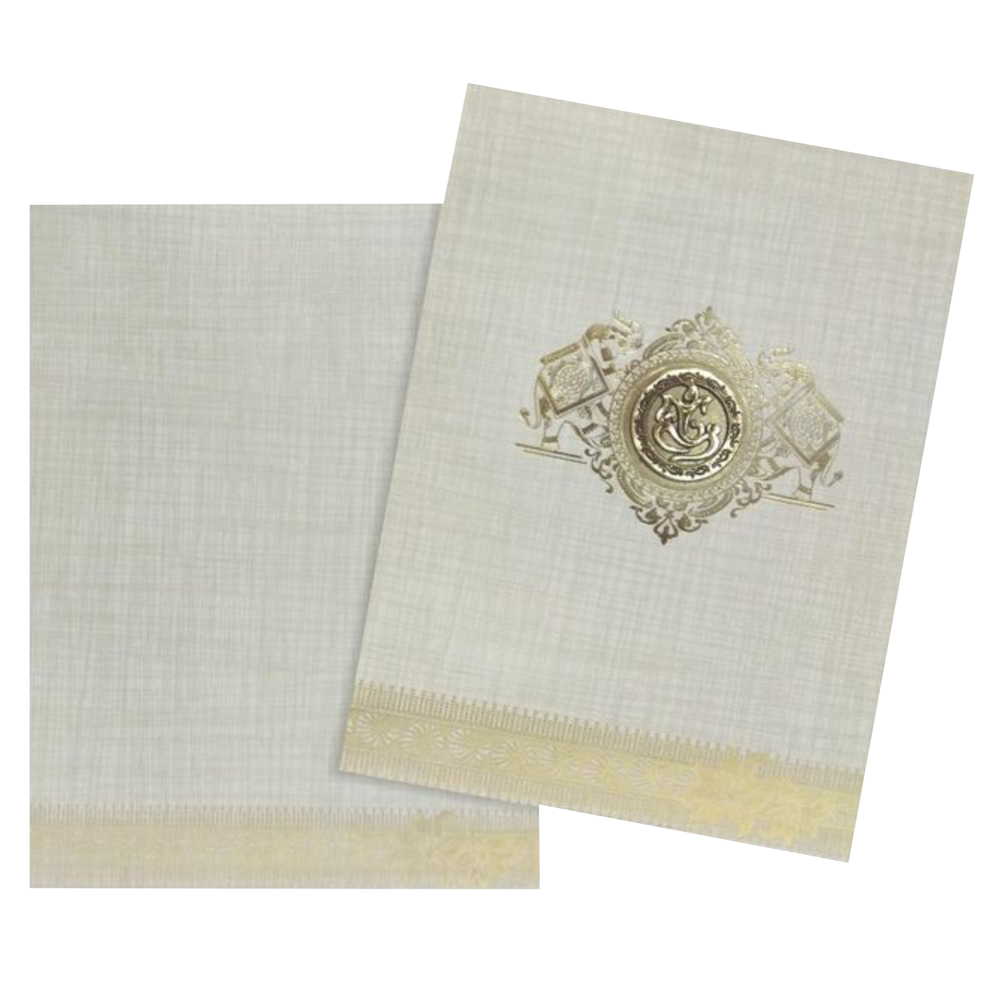 Cream Gold Foil Elephant Wedding Card-KNK5021S