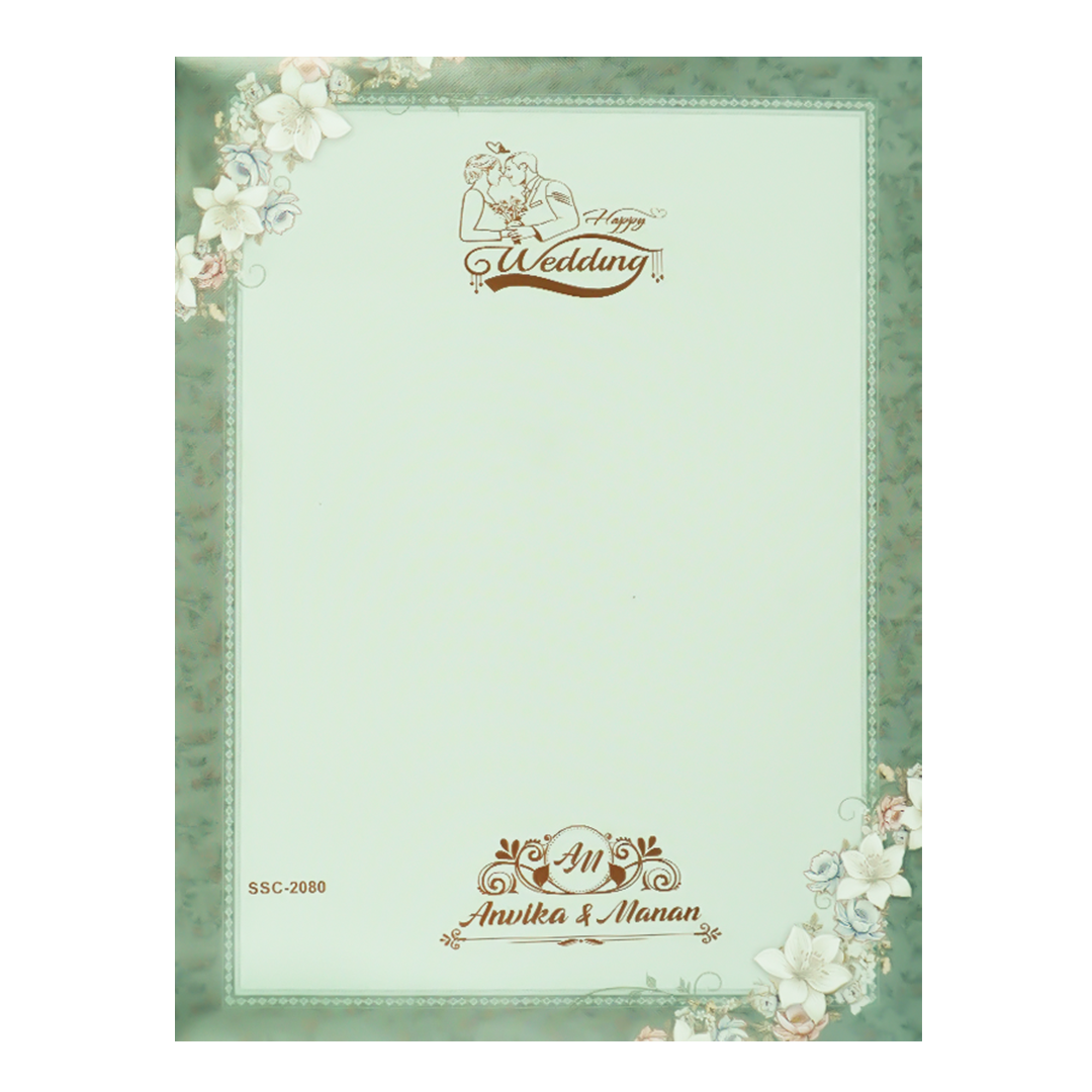 Buy Blue Floral Padded Wedding Card