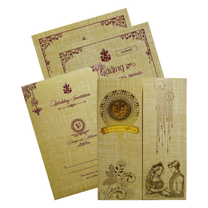 Mustard Yellow Door Style Wedding Card-King of Cards