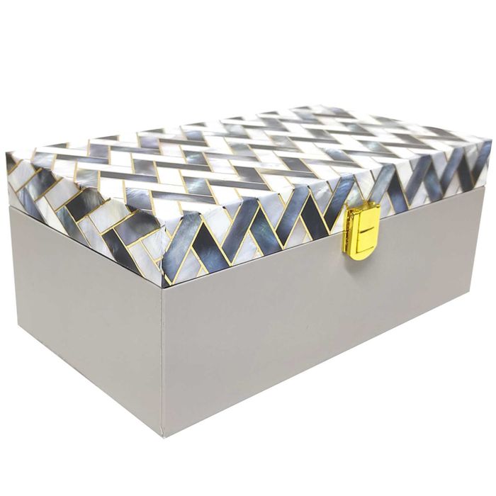 White And Grey Designer Box Invitation-KBX0101-King of Cards